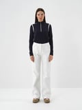 Xint Ekru Pamuk Dokulu Oversize Pantolon