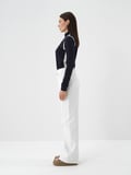 Xint Ekru Pamuk Dokulu Oversize Pantolon