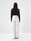 Xint Ekru Pamuk Dokulu Oversize Pantolon