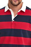 Erkek Lacivert Bordo Çizgili Polo Yaka Sweatshirt