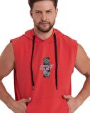 Erkek Kapüşonlu Kanguru Cepli Kolsuz Sweatshirt