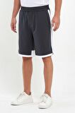 File Şeritli Polyester Erkek Spor Şort