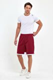 File Şeritli Polyester Erkek Spor Şort