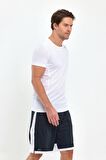File Şeritli Polyester Erkek Spor Şort