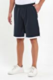 File Şeritli Polyester Erkek Spor Şort