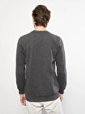 LCW Casual ANTRASİT Bisiklet Yaka Uzun Kollu Baskılı Erkek Kalın Sweatshirt