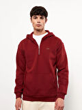LCW Casual Kırmızı Uzun Kollu Baskılı Erkek Kalın Hoodie