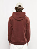 LCW Casual KAHVERENGİ Uzun Kollu Baskılı Erkek Kalın Hoodie