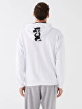 XSIDE Beyaz Uzun Kollu Baskılı Erkek Hoodie