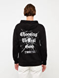 XSIDE Siyah Uzun Kollu Baskılı Erkek Hoodie