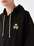 XSIDE Siyah Uzun Kollu Baskılı Erkek Hoodie
