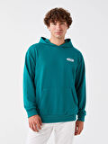 LCW Casual YEŞİL Uzun Kollu Baskılı Erkek Hoodie