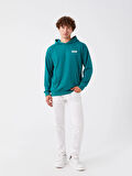 LCW Casual YEŞİL Uzun Kollu Baskılı Erkek Hoodie
