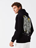 XSIDE Siyah Uzun Kollu Baskılı Erkek Kalın Hoodie