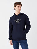 XSIDE Lacivert Uzun Kollu Baskılı Erkek Hoodie