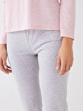LCW DREAM Gri Bisiklet Yaka Düz Uzun Kollu Kadın Pijama Takımı