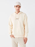 XSIDE Ekru Uzun Kollu Baskılı Erkek Kalın Hoodie