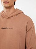 XSIDE Kahverengi Uzun Kollu Baskılı Erkek Kalın Hoodie