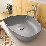 VitrA Outline 5991B476-0016 Çanak Lavabo, TV Şekilli, Mat Taş Gri, 55x43 cm