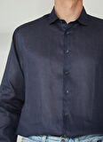 Gmg Fırenze Slim Fit Alttan Britli Yaka Lacivert Erkek Gömlek GU23MSS02012