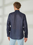 Gmg Fırenze Slim Fit Alttan Britli Yaka Lacivert Erkek Gömlek GU23MSS02012