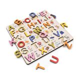 Hamaha Wooden Toys Doğal Ahşap Eğitici Oyuncak Resimli Renkli Ingilizce Kabartmalı Harfler