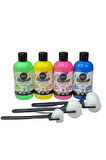 4'lü Mammacomica Yıkanabilir Parmak Boyası-4* 250ml- 3'lü Sünger Roller