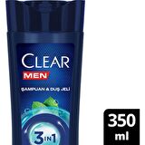 Clear Men Ferahlatıcı Mentol 3 in 1 Kepeğe Karşı Şampuan ve Duş Jeli 350 ml