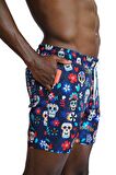 Enzo Stanley Erkek Desenli Lacivert Deniz Şortu