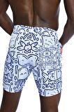 Enzo Stanley Erkek Desenli Beyaz Deniz Şortu