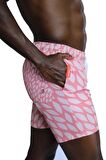 Enzo Stanley Erkek Desenli Pembe Deniz Şortu