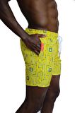 Enzo Stanley Erkek Desenli Sarı Deniz Şortu