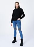 Aeropostale I-Kdpk110 Normal Bel Skinny Fit Düz Koyu İndigo Kadın Denim Pantolon