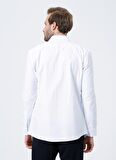 Fabrika CHRISTMAS 5 Düğmeli Slim Fit Armürlü Beyaz Erkek Gömlek