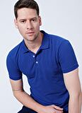 Fabrika Polo Yaka Düz İndigo Erkek T-Shirt BORAMIR-Y