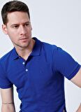 Fabrika Polo Yaka Düz İndigo Erkek T-Shirt BORAMIR-Y