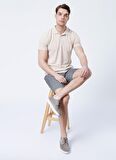 Fabrika Polo Yaka Düz Bej Erkek T-Shirt BORAMIR-Y