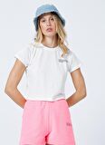 Aeropostale K-Belenus-Y Bisiklet Yaka  Crop Baskılı Ekru Kadın T-Shirt