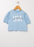 Limon Bsc Gırl 01 Mavi Bisiklet Yaka Standart Fit Baskılı Kız Çocuk T-Shirt