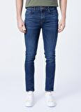 Fabrika Düşük Bel Skinny Fit Düz Koyu Mavi Erkek Denim Pantolon - 5157