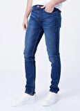 Fabrika Düşük Bel Slim Fit Koyu Mavi Erkek Denim Pantolon 5158
