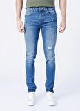 Fabrika Düşük Bel Slim Fit Mavi Erkek Denim Pantolon 5156