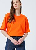 Fabrika Bisiklet Yaka Düz Turuncu Kadın T-Shirt DANTITA