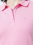 Fabrika Deep Polo Yaka  Basic Düz Açık Pembe Kadın T-Shirt
