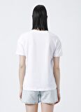 Fabrika Kevin Bisiklet Yaka  Basic Baskılı Beyaz Kadın T-Shirt