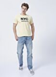 Aeropostale E-9279 Bisiklet Yaka Standart Kalıp Nakışlı Açık Sarı Erkek T-Shirt