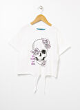 Funky Rocks Bisiklet Yaka Standart Kalıp Baskılı Ekru Kız Çocuk T-Shirt - Drg-10