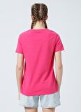 Limon Suns V Yaka Regular Fit Baskılı Pembe Kadın T-Shirt