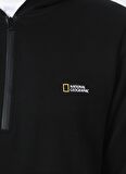 National Geographic Monc Kapüşonlu Regular Fit Baskılı Siyah Erkek Sweatshirt