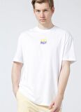 Limon Energy Bisiklet Yaka Oversize Baskılı Beyaz Erkek T-Shirt
